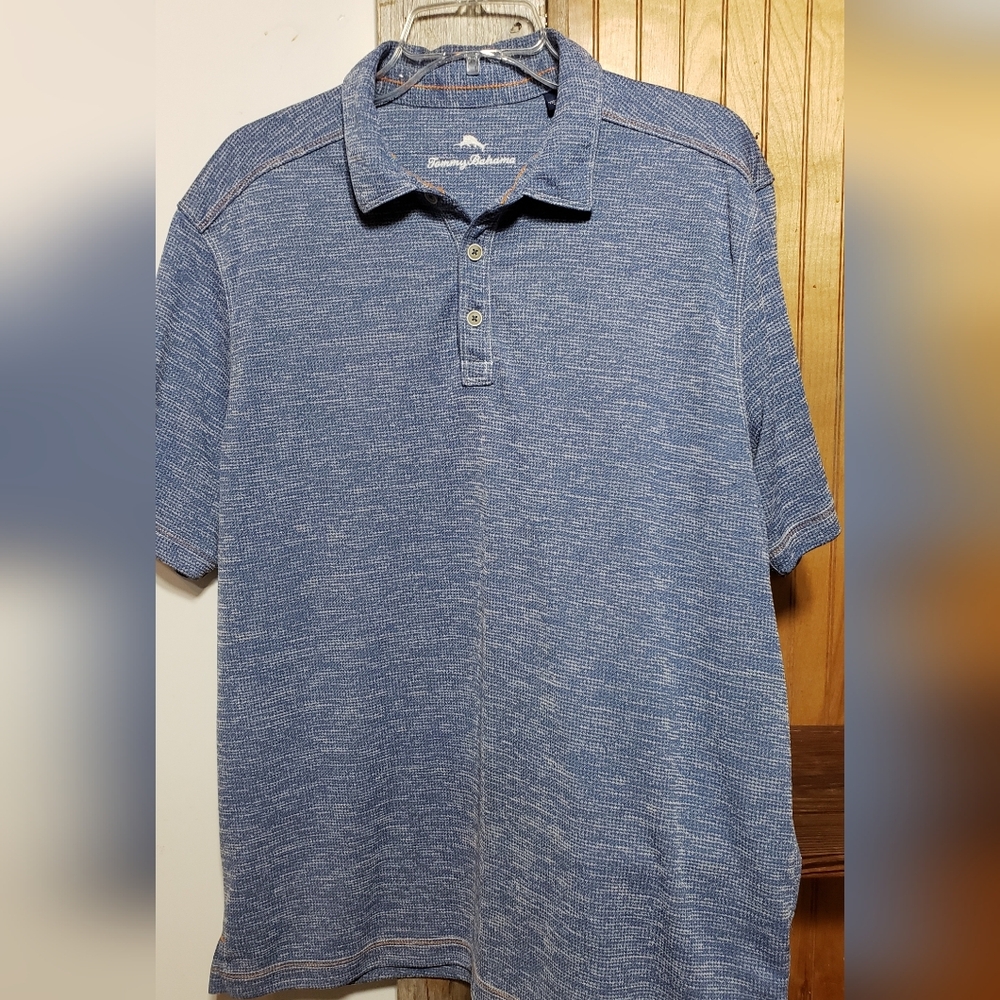 Tommy Bahama Paradise Polo Large Blue With Orange Seam